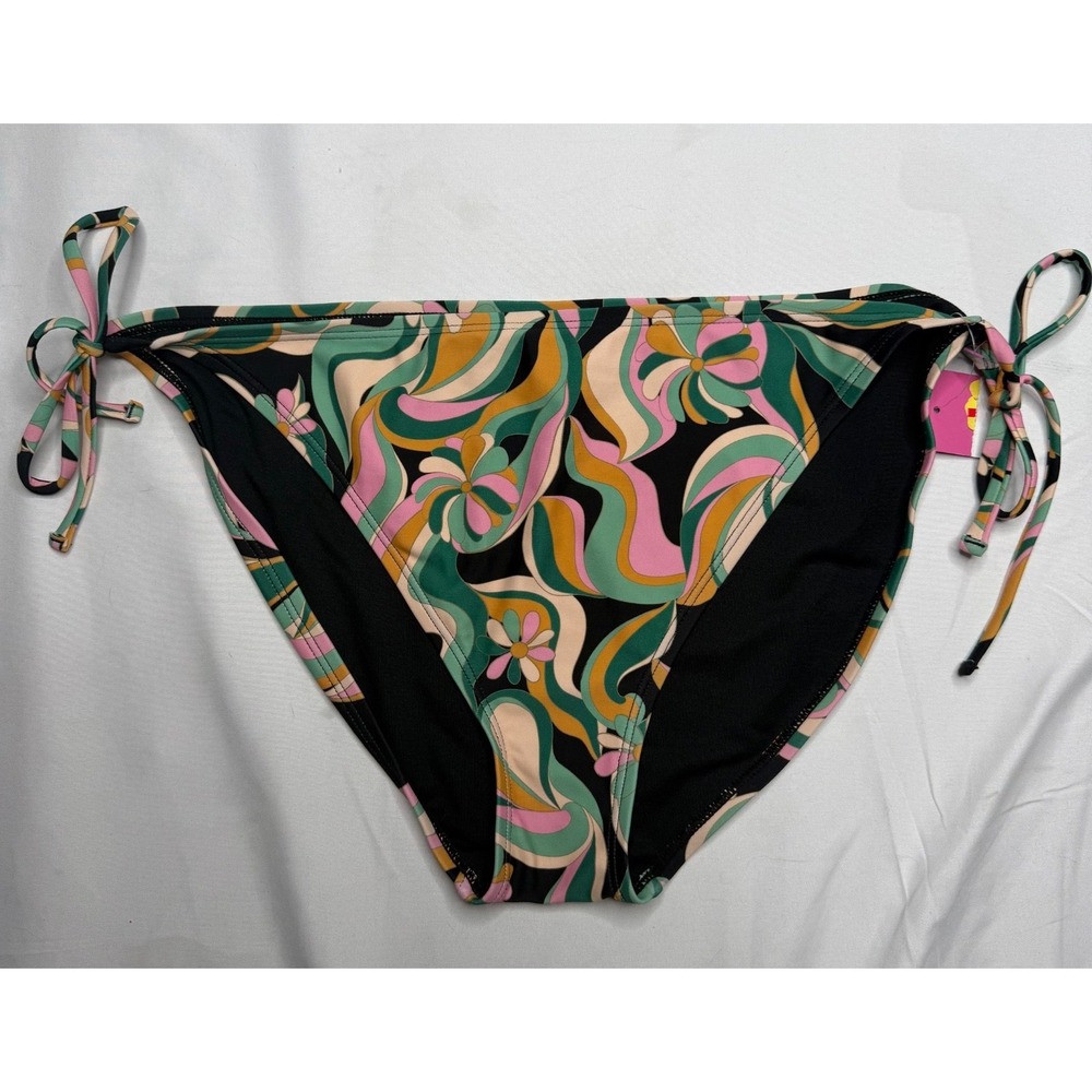 NWT Ninety Nine XXL Retro Floral Psychedelic Side Tie Bikini Bottoms Swim - Picture 2 of 7